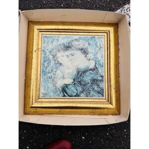 Edna Hibel Daddy’s Little Girl Collection Framed Tile w COA Limited 378/2000